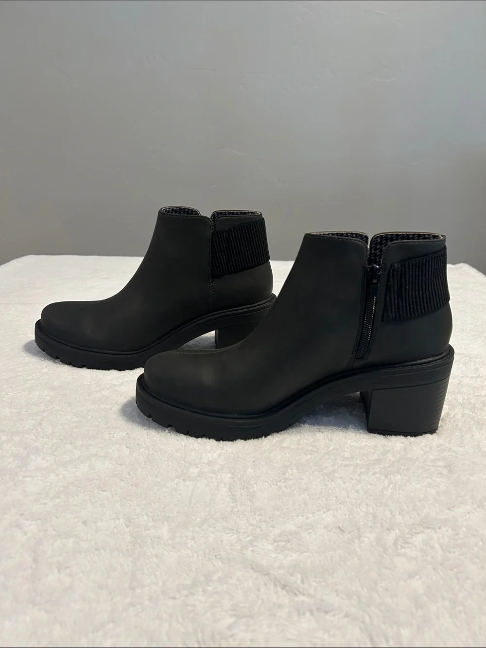 Muk Luks Black Ankle Boots with Elastic Panel